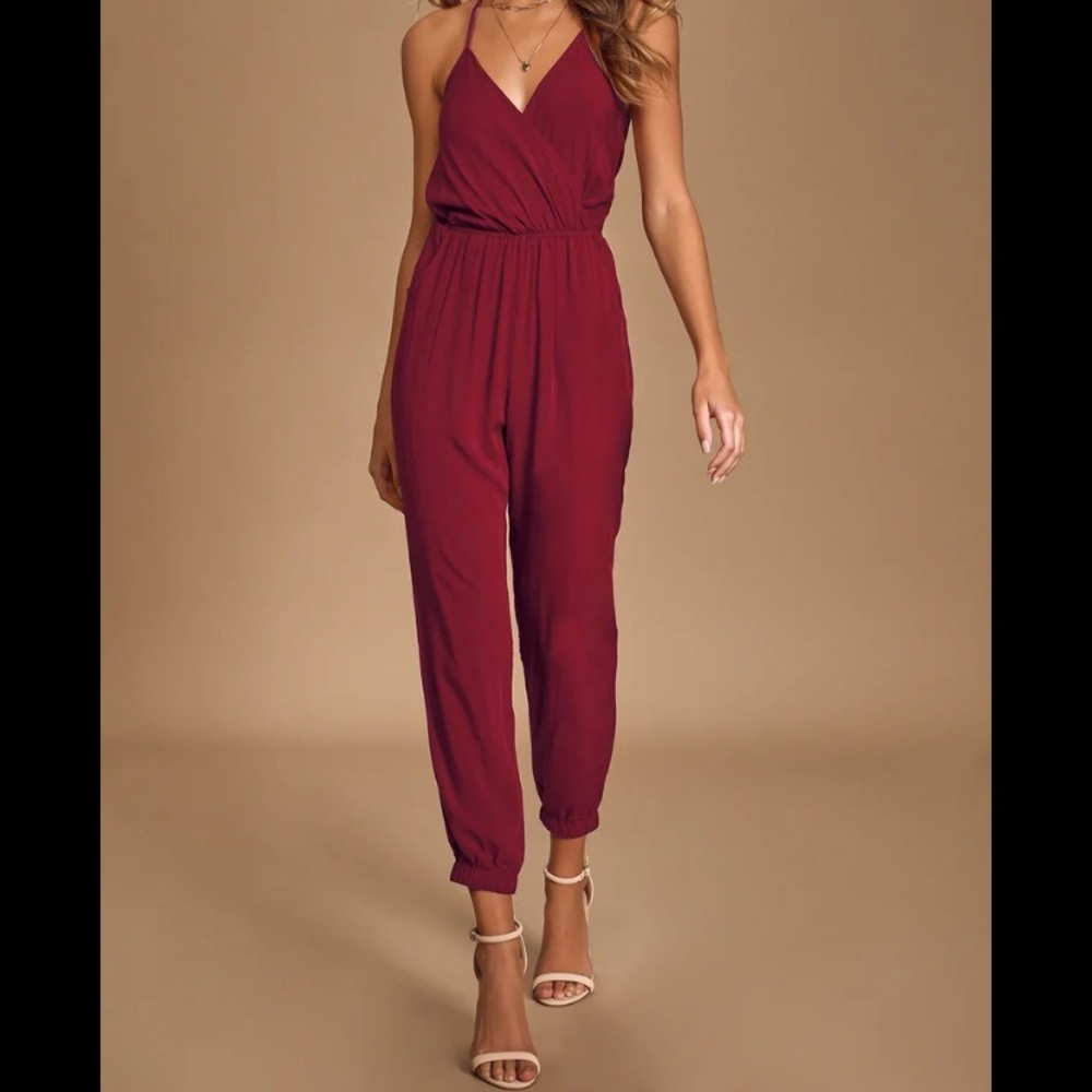 Lulus maroon jumpsuit